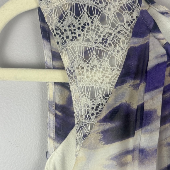 Simply Vera by Vera Wang Petite Small White Purple Swing Dress Lined Pockets - Picture 5 of 12